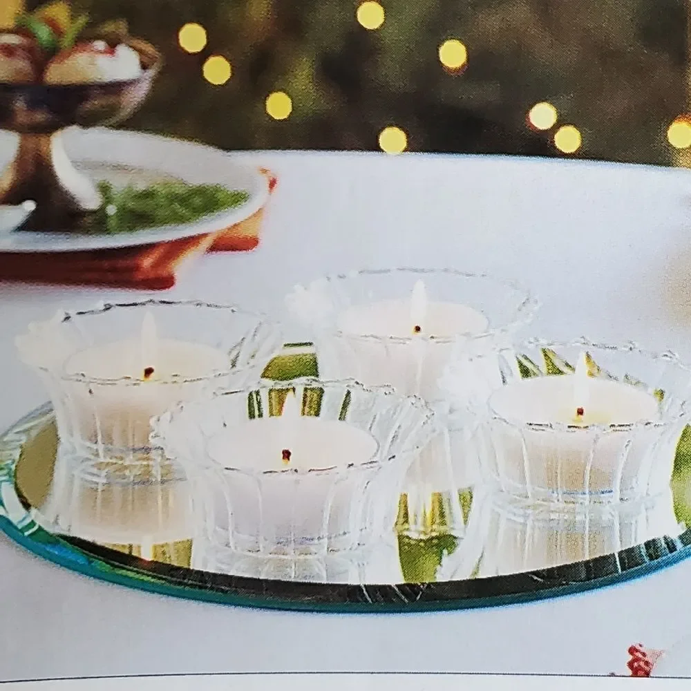 💜HOST PICK NIB PartyLite Clear Faceted Large Tealight Holder Set of 4 - Picture 6 of 12